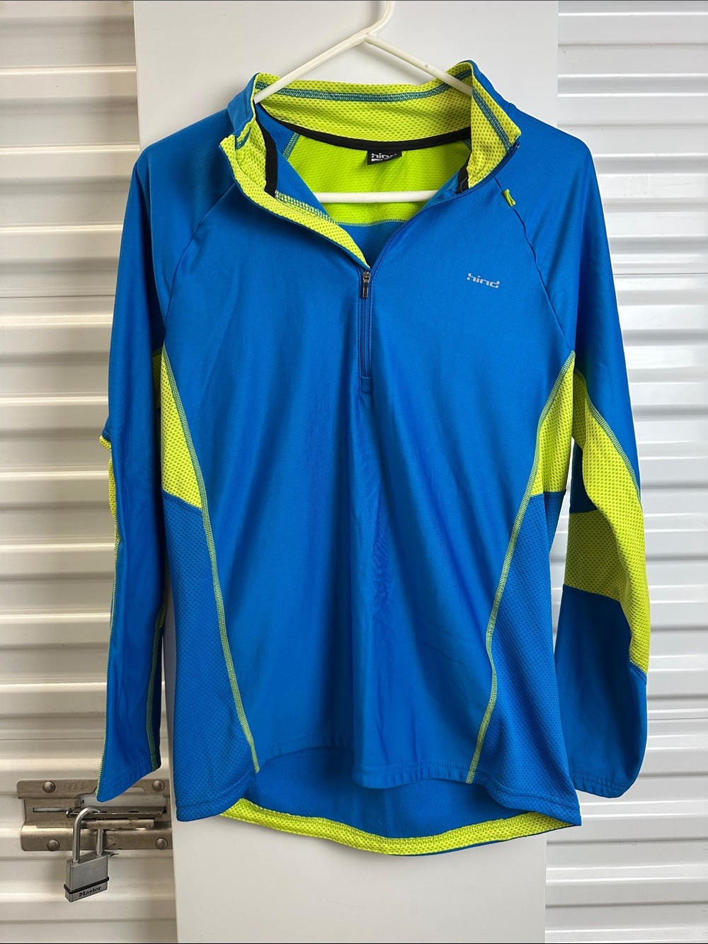 HIND Blue & Neon Yellow Half-Zip Athletic Pullover